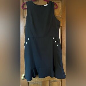 LOFT Navy Sleeveless Mini Dress with “Pearl” Pocket Accent Buttons